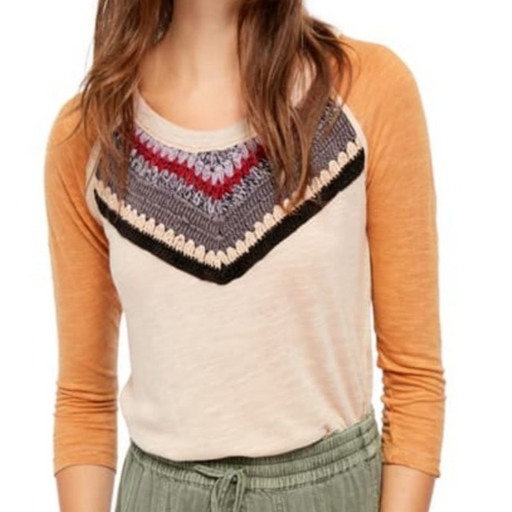 Free People Crochet Knitted Raglan